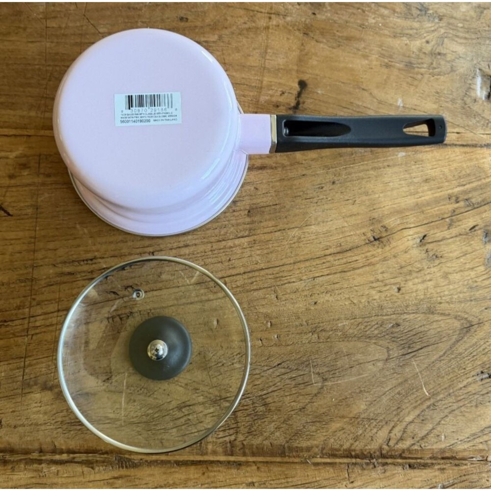 Le Creuset Enamel on Steel Saucepan with glass lid 5.5 in 1.5 qt Satin Pink NEW - Picture 9 of 16